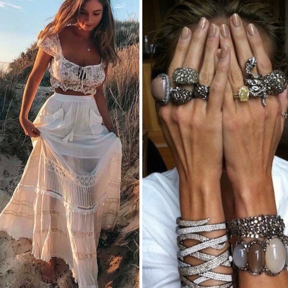 🌸 ROSE QUARTZ CUFF BRACELET BOHO CHIC BOHEMIAN CELTIC GYPSY GODDESS GEM PINK - Picture 8 of 9